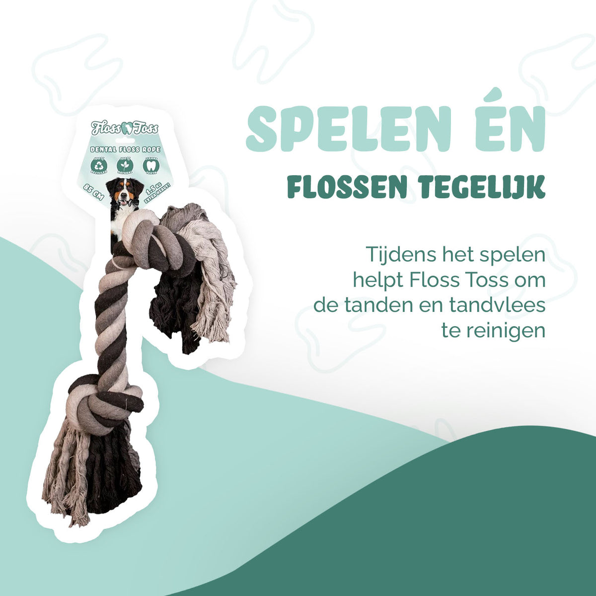 Floss Toss Dental Seil 2 Knoten - 85 cm (1,5 kg)