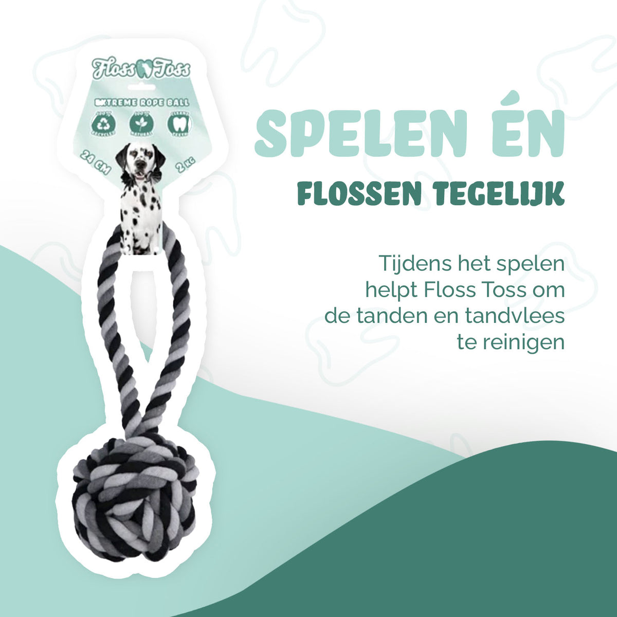 Floss Toss Dental Seil Exteme Tug and Ball - 60 cm
