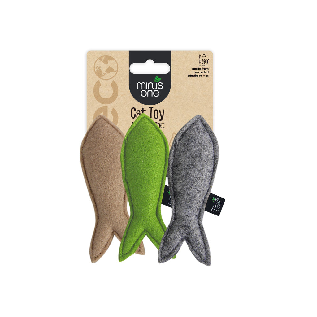 Minus One Filz-Katzenspielzeug Fisch  3er-Pack